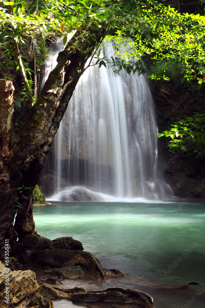 Obraz Kwadryptyk Waterfall in forest of