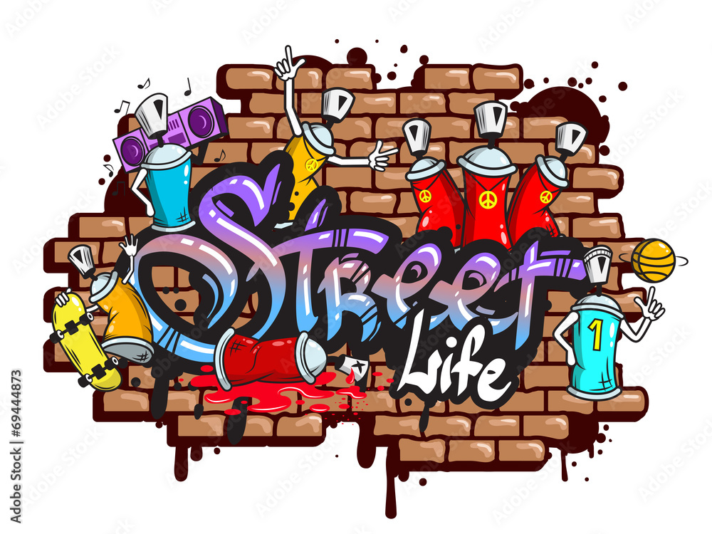 Obraz Tryptyk Graffiti word characters