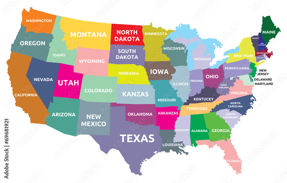 Fototapeta USA map with states