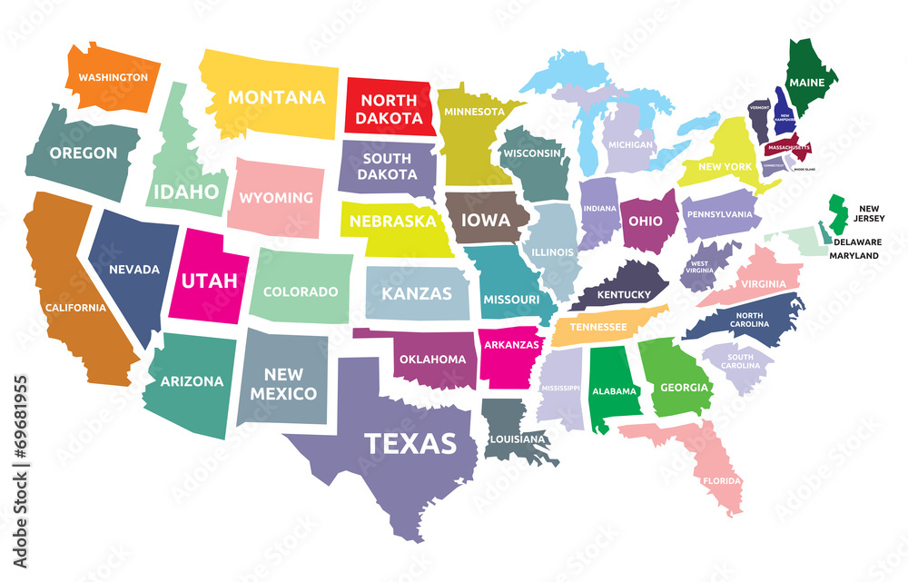Fototapeta USA map with states