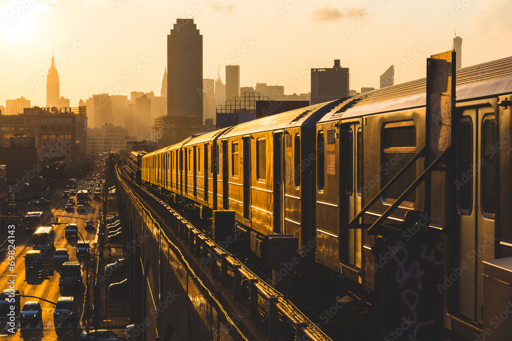 Obraz Kwadryptyk Subway Train in New York at