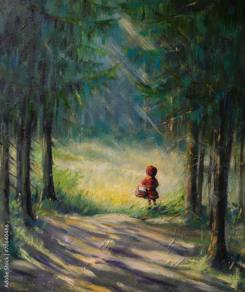 Obraz Tryptyk Little Red Riding Hood fairy