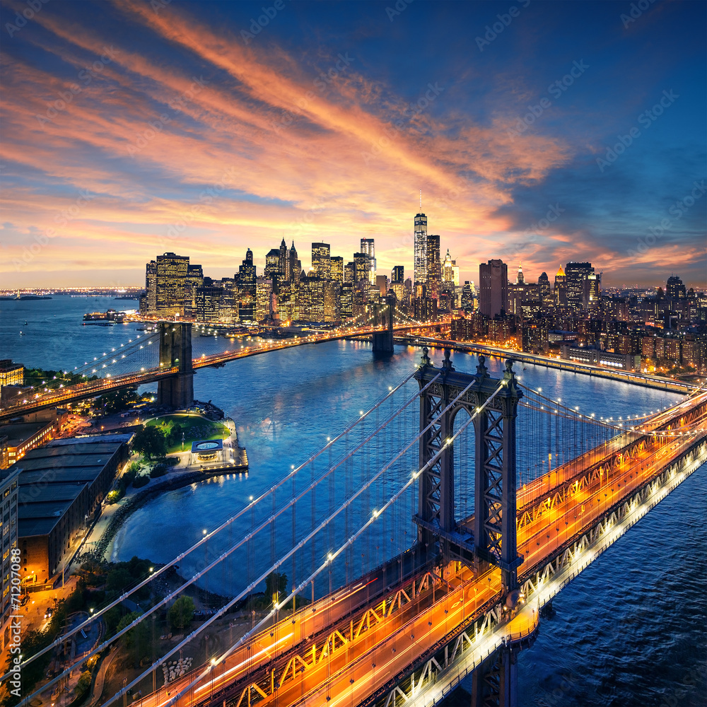Obraz Pentaptyk New York City - sunset over