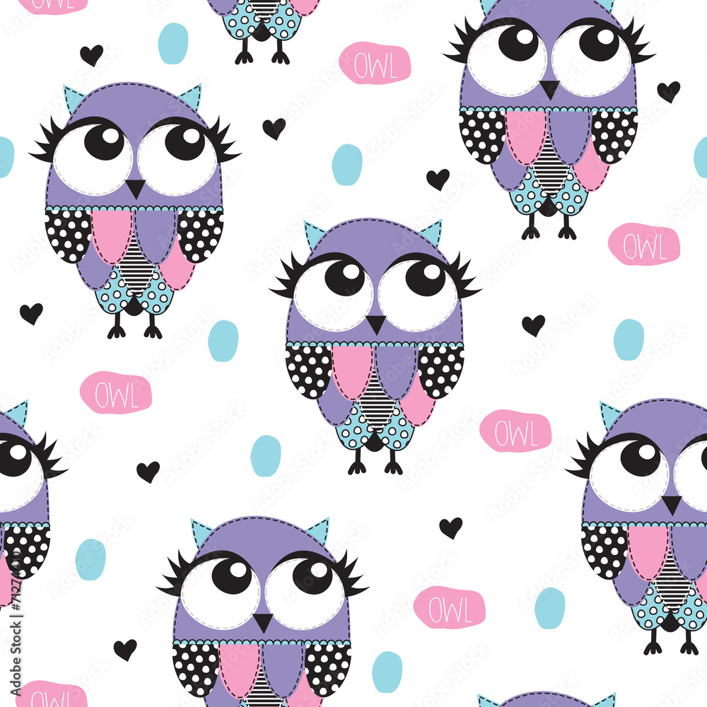 Obraz Tryptyk owl pattern vector