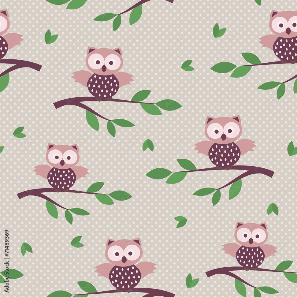 Fototapeta Owls - vector seamless pattern