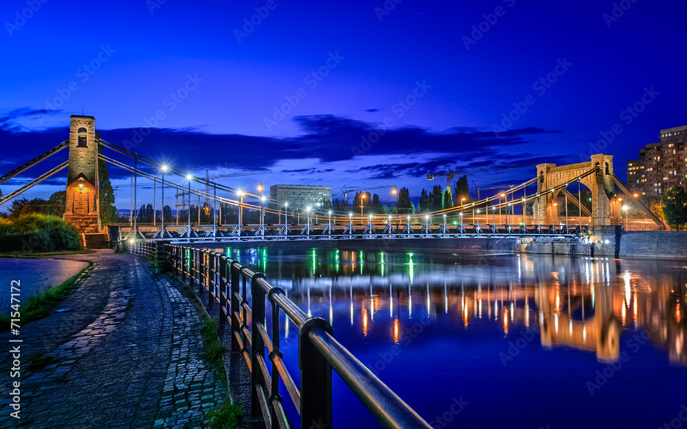 Obraz na płótnie Wroclaw by night (Most
