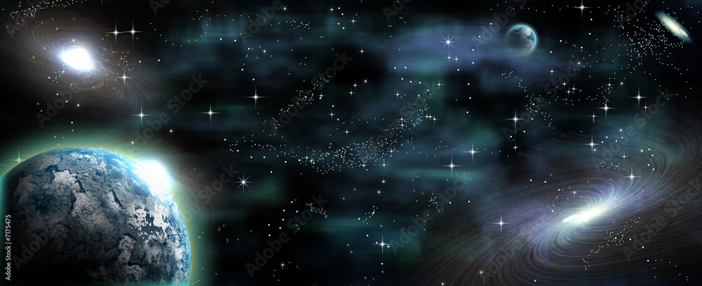 Obraz Kwadryptyk cosmos galaxy planet solar