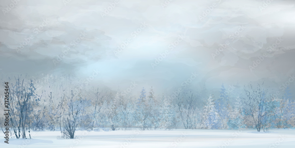 Fototapeta Vector winter landscape.