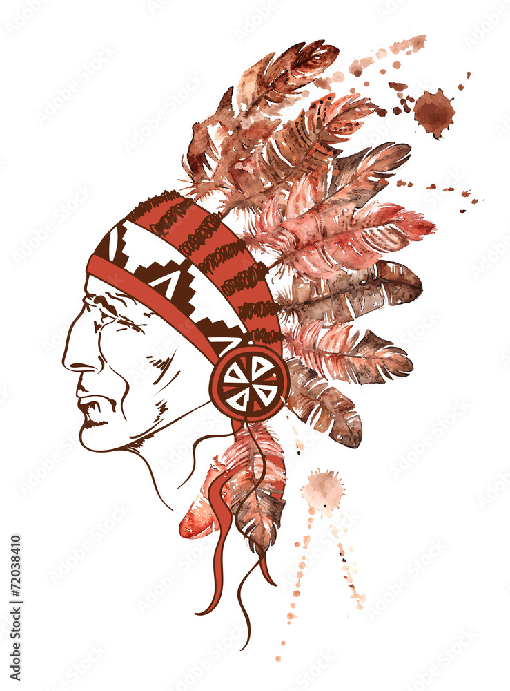 Fototapeta Watercolor Native American