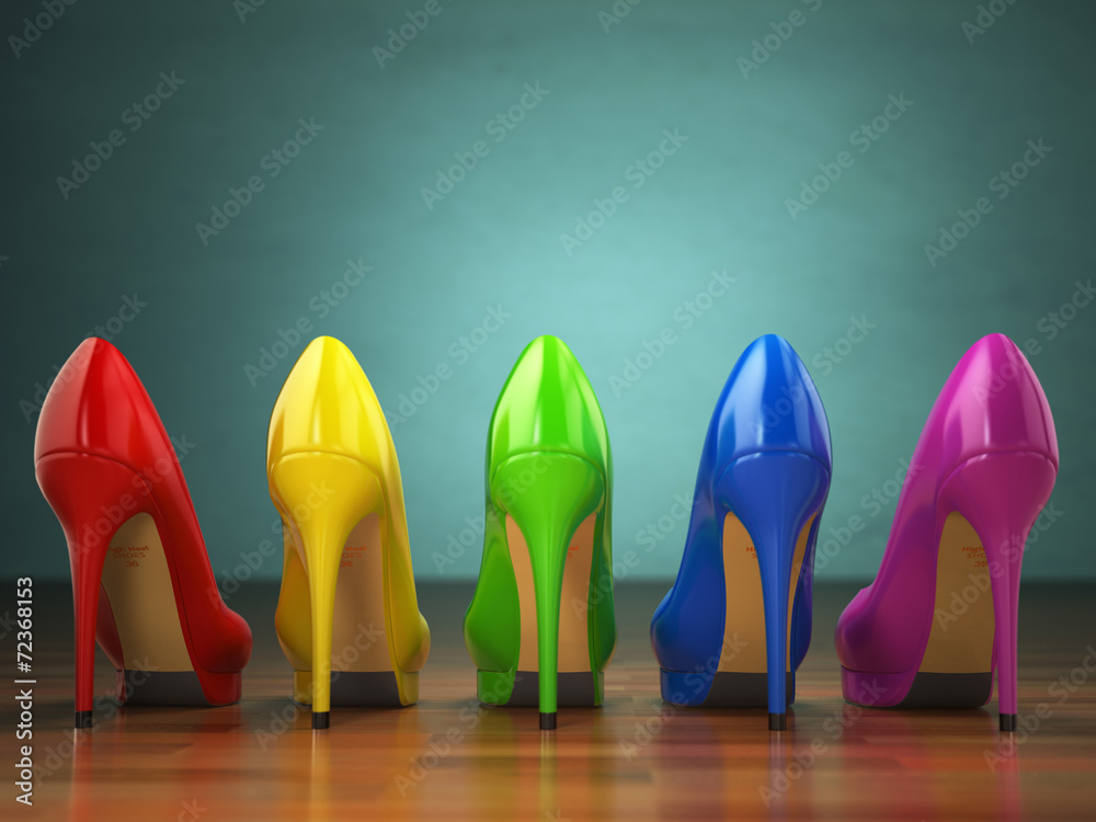 Fototapeta Choice of high heels shoes in