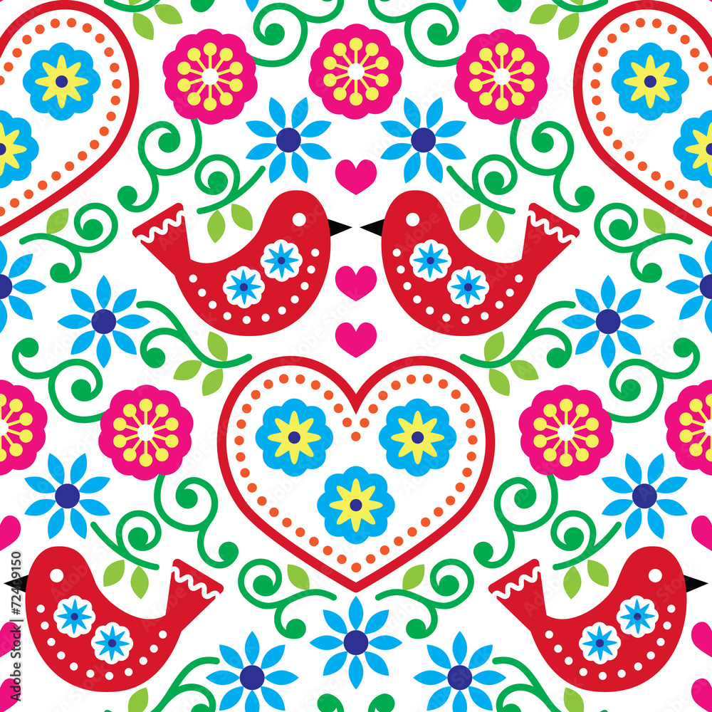 Tapeta Folk art seamless pattern with