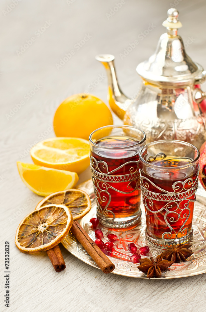 Fototapeta Traditional arabic tea with