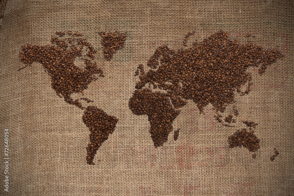 Fototapeta Coffee world map
