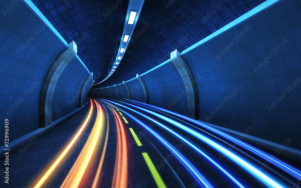 Obraz Kwadryptyk Light strips in the tunnel.
