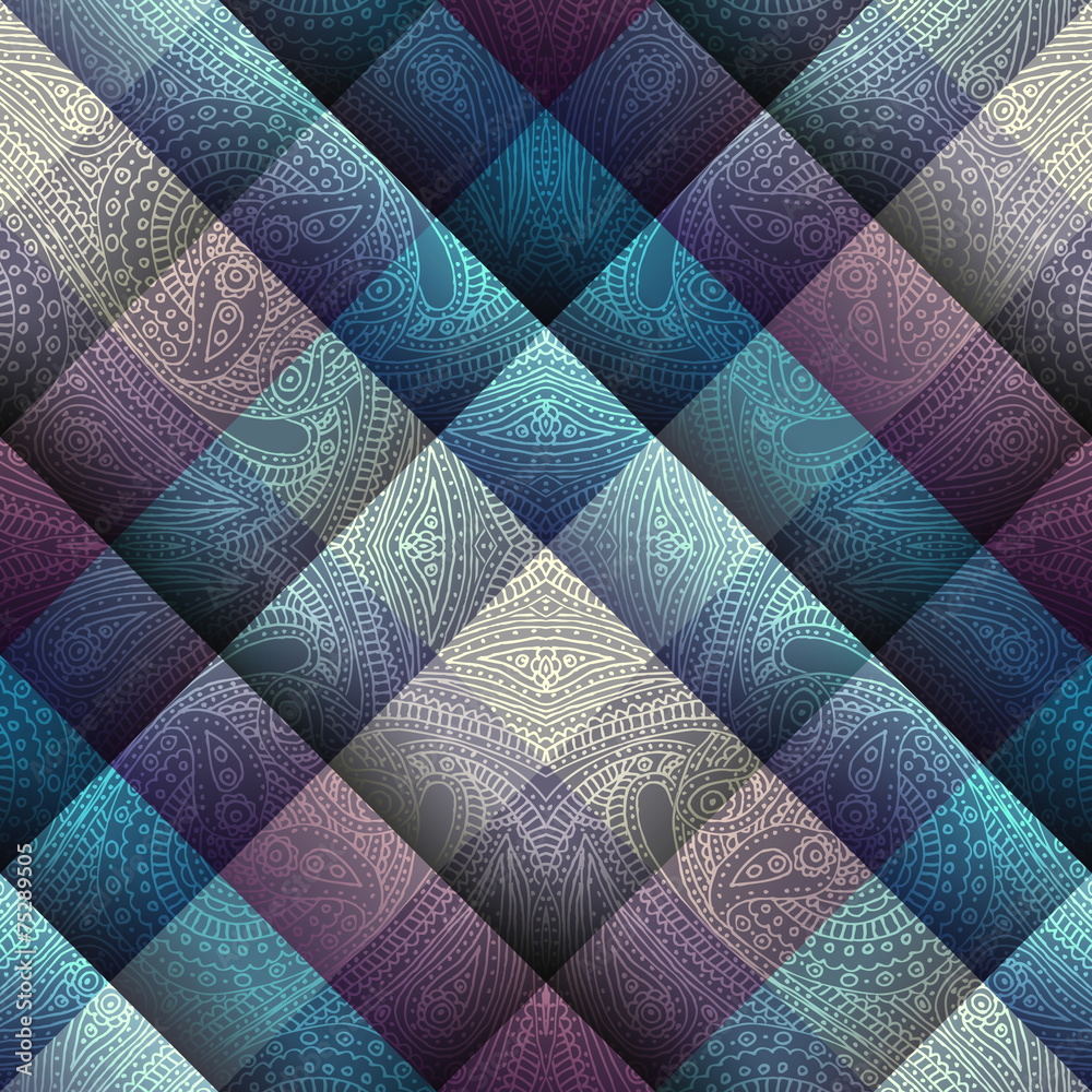 Fototapeta Paisley pattern on geometric