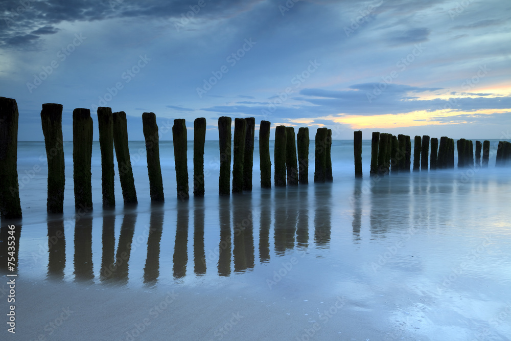 Obraz Kwadryptyk Crépuscule sur la plage de 