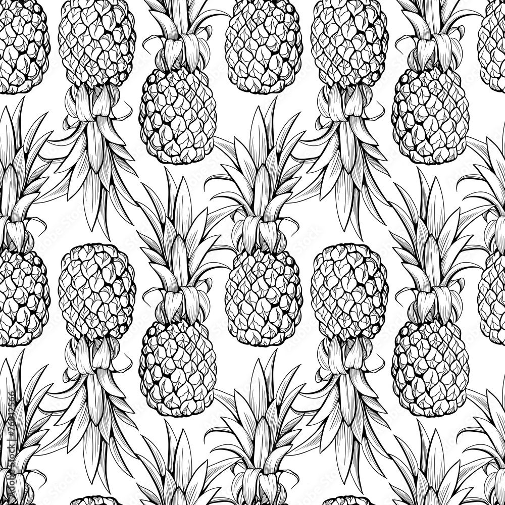 Tapeta Pineapples seamless pattern