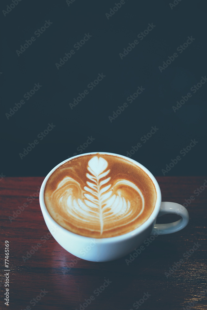 Obraz Dyptyk cup of coffee latte art in