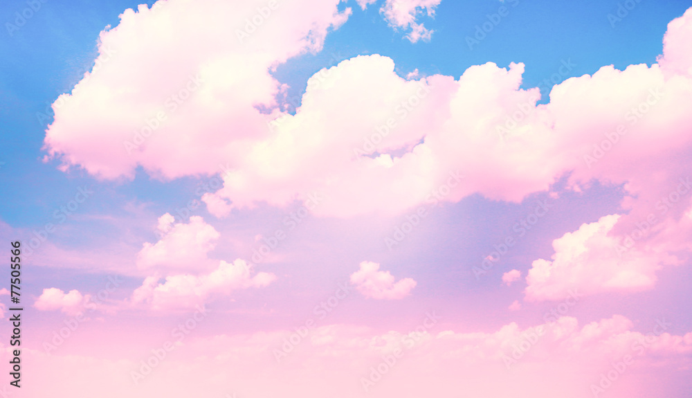 Fototapeta Blue sky background with pink