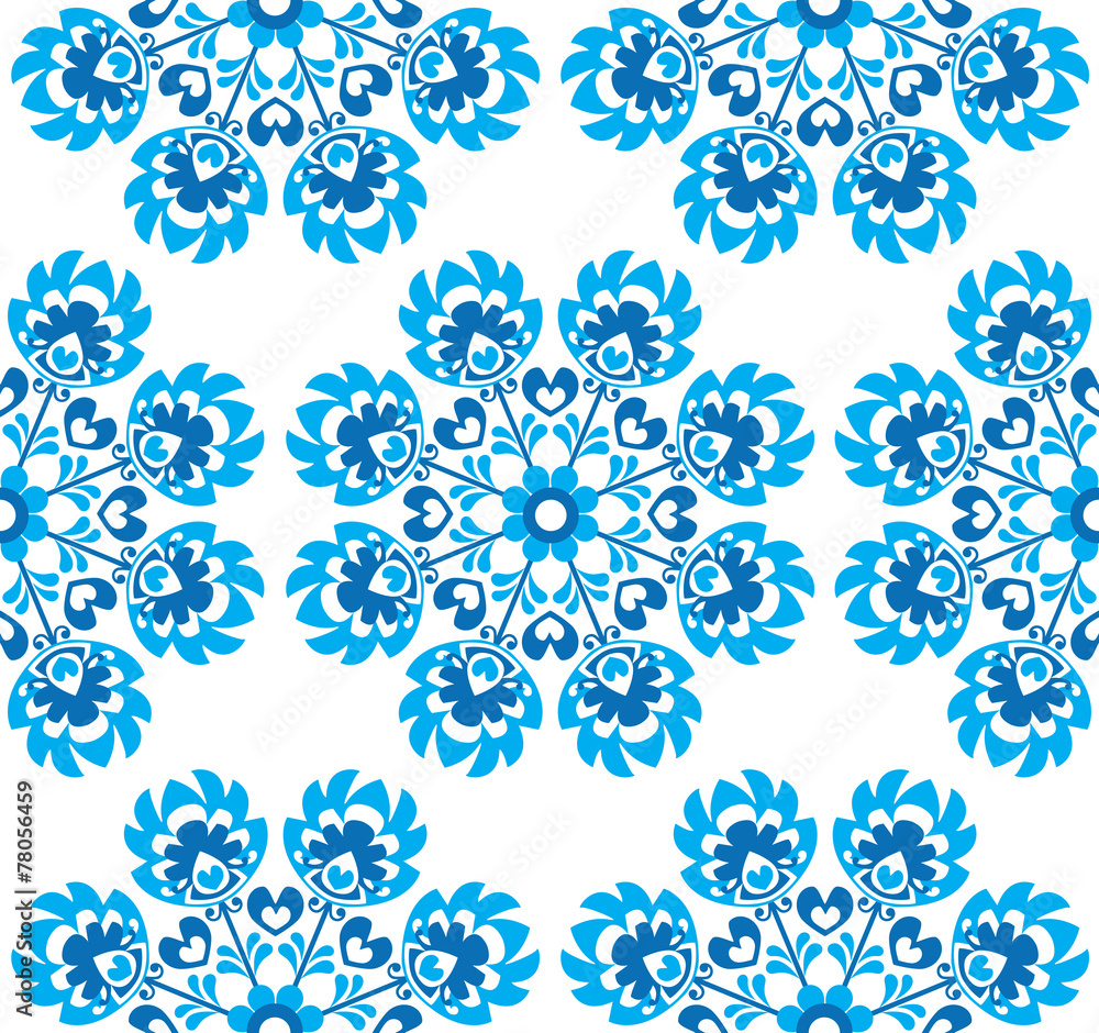 Tapeta Seamless blue floral Polish