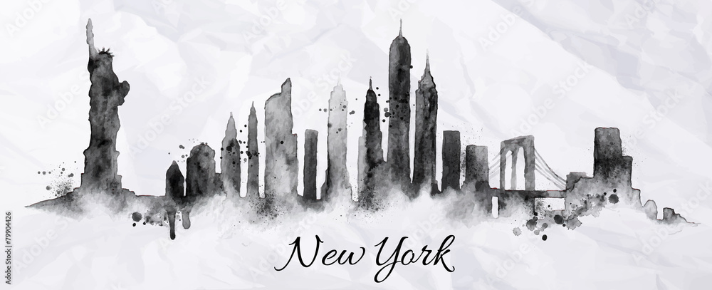 Obraz Pentaptyk Silhouette ink New york