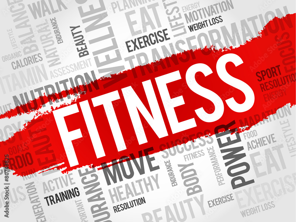 Obraz Tryptyk FITNESS word cloud, sport,