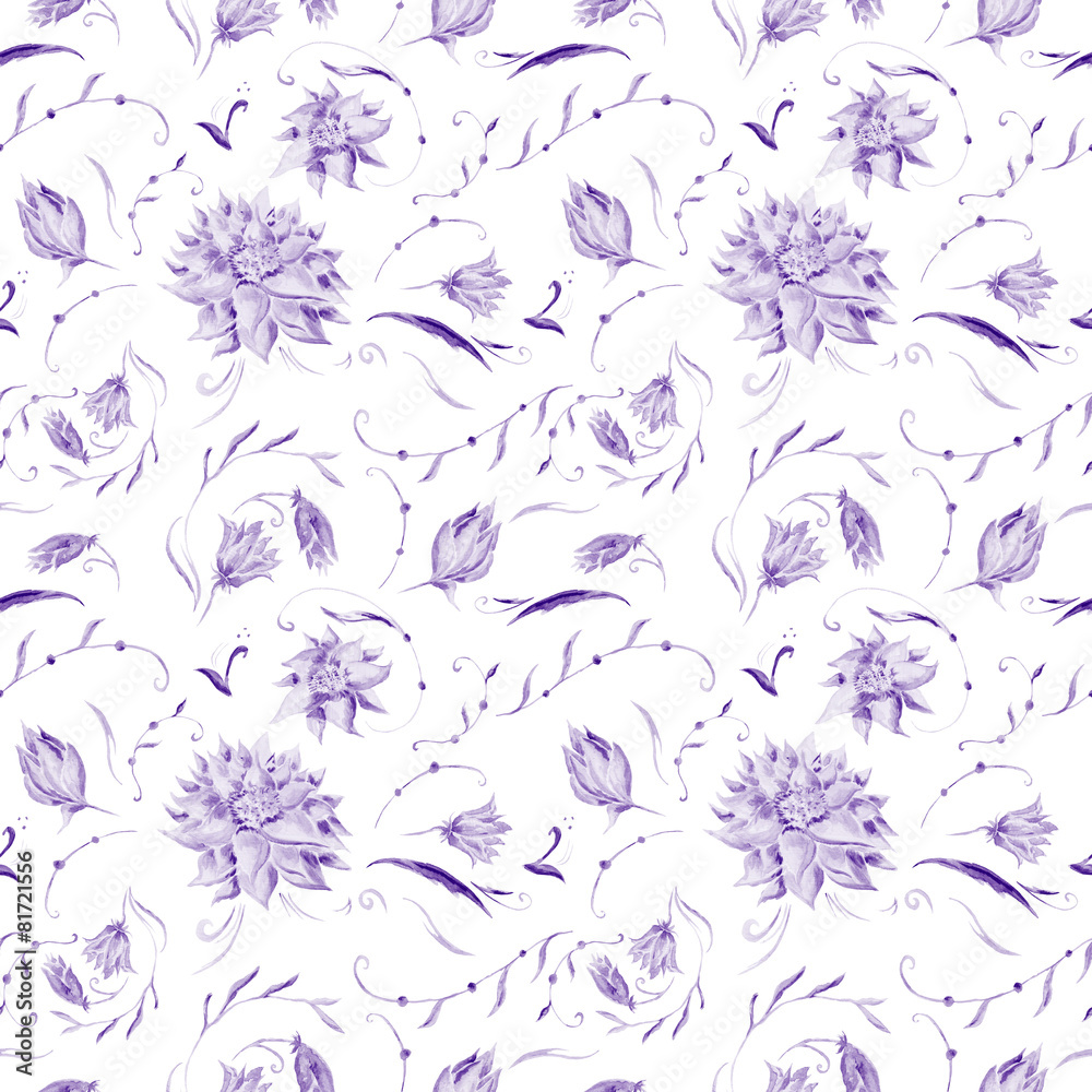 Tapeta Purple Watercolor Floral