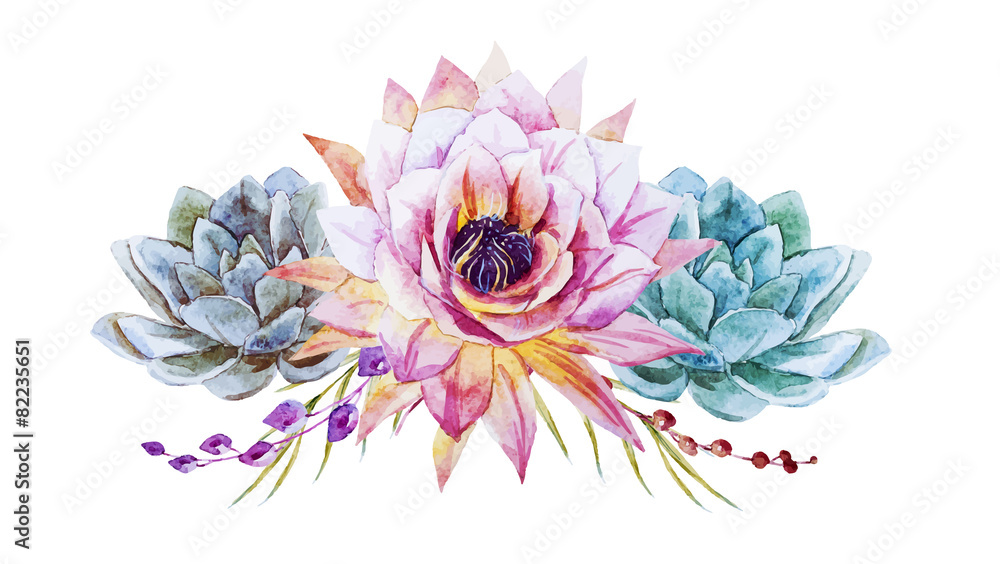 Obraz Pentaptyk Watercolor lotus