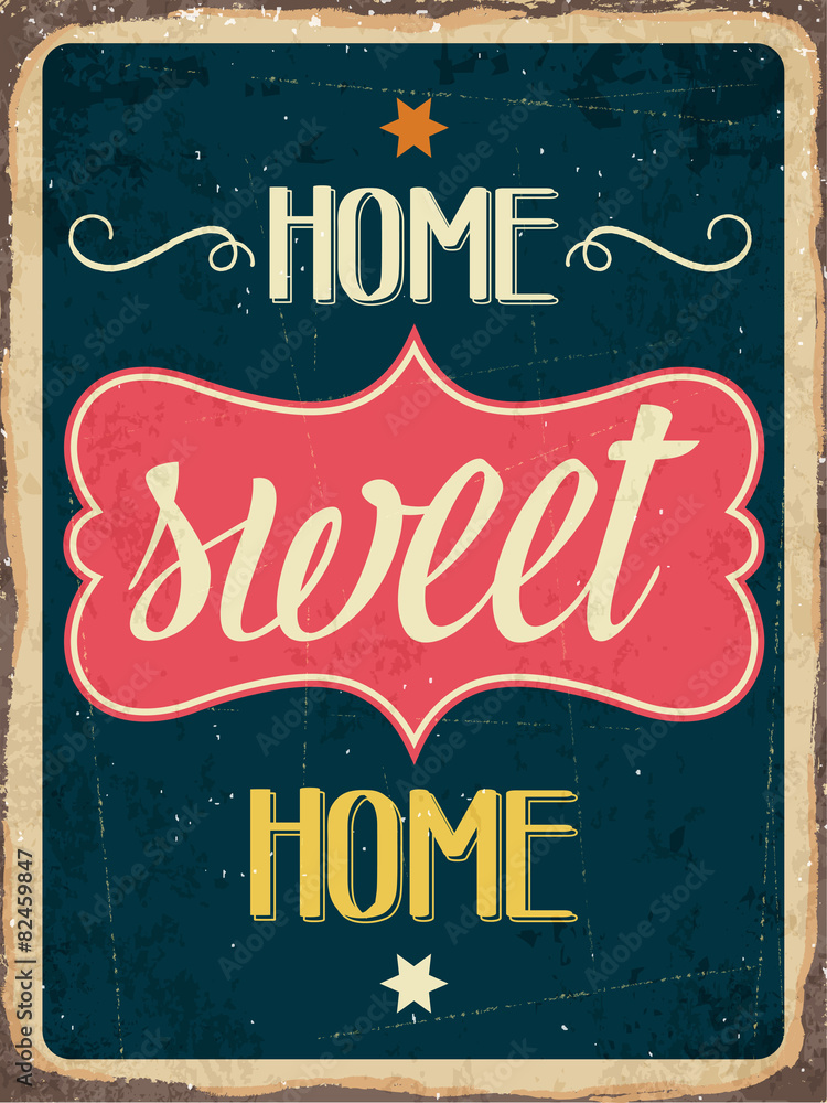 Obraz Tryptyk Retro metal sign " Home sweet