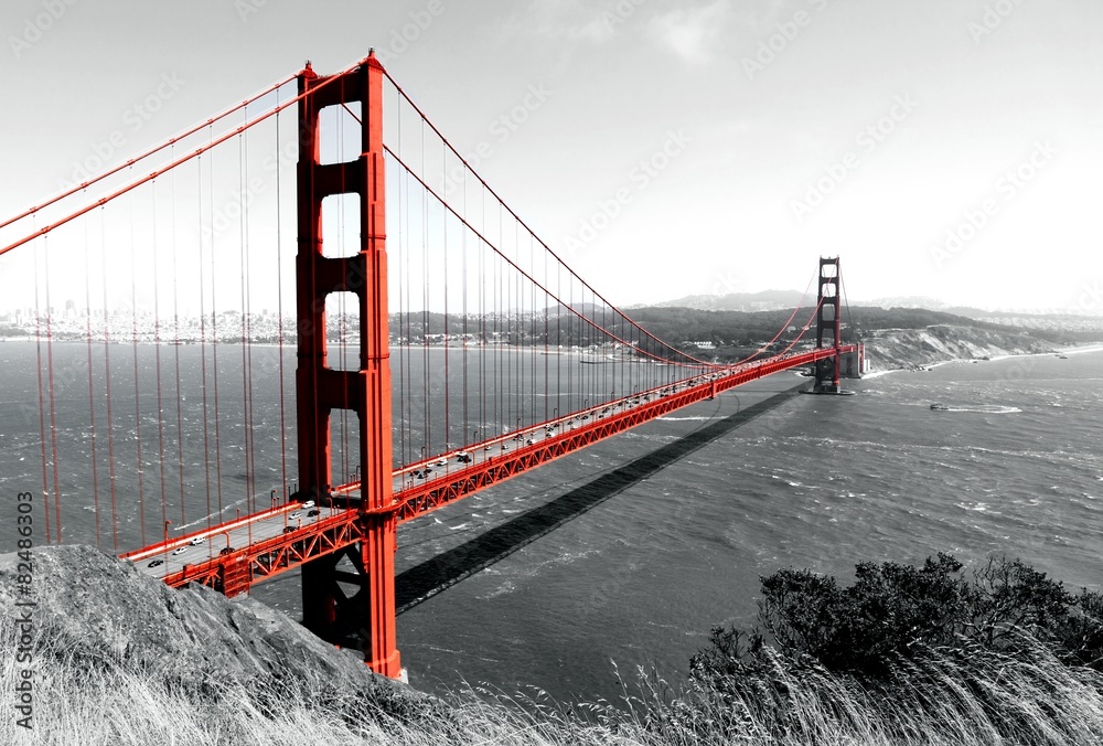 Obraz Pentaptyk Golden Gate Bridge Red Pop on