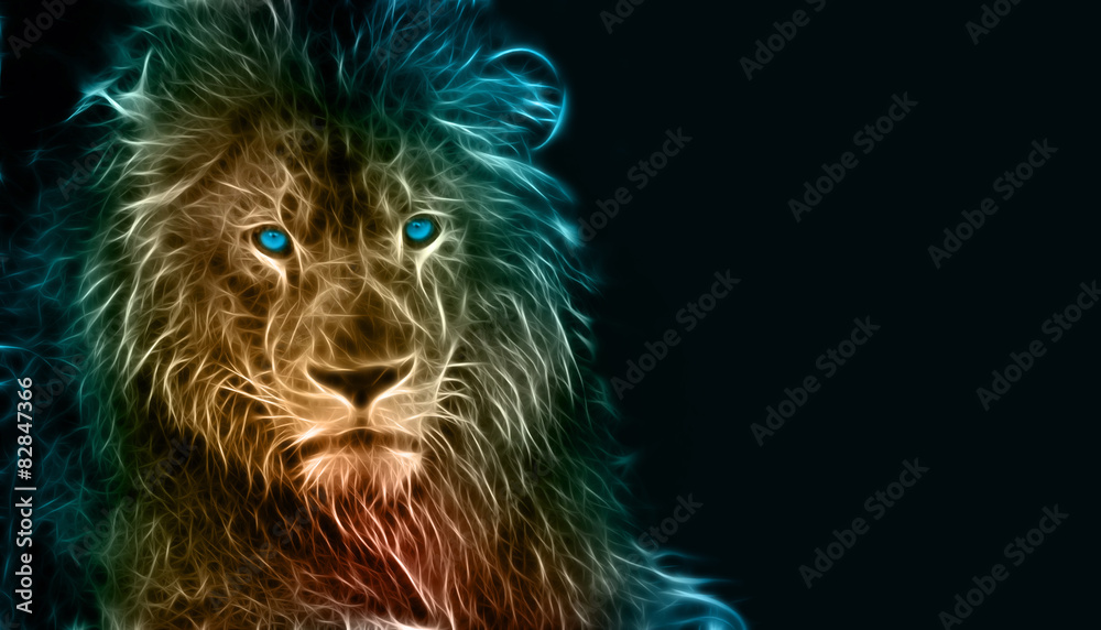 Obraz Tryptyk Fantasy digital art of a lion
