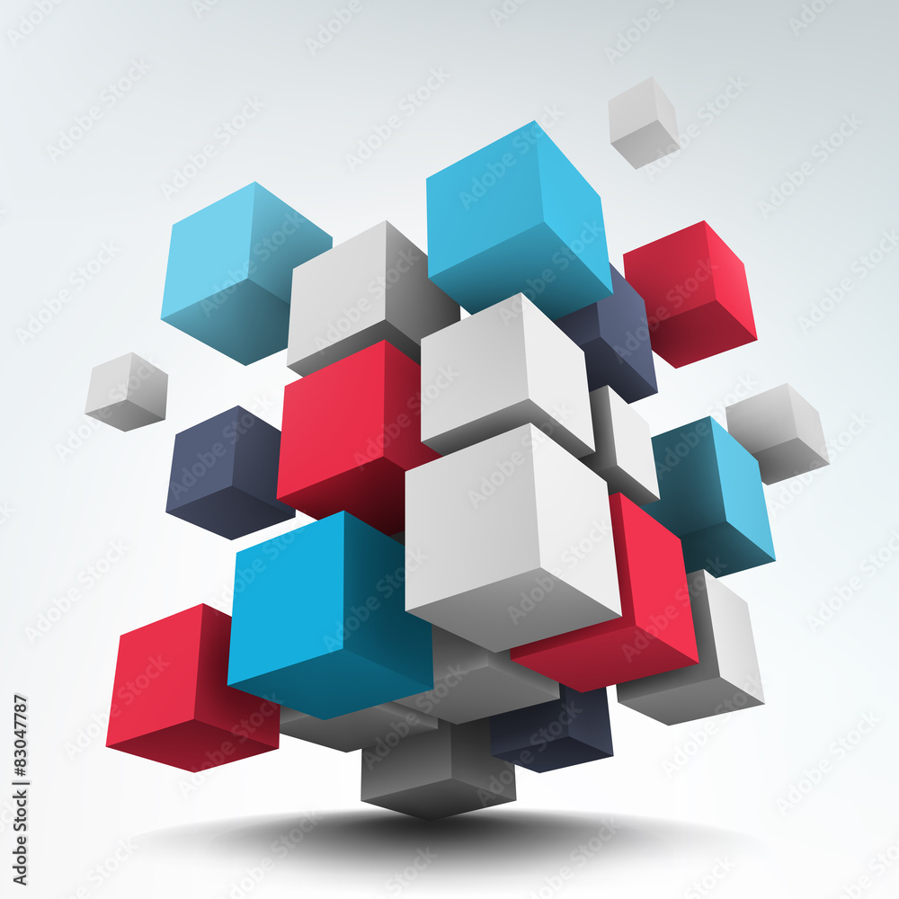 Fototapeta Composition with 3d cubes. 