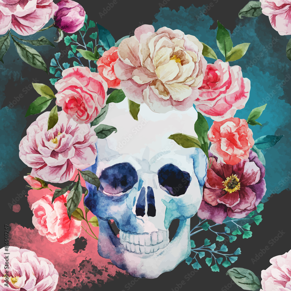 Obraz Dyptyk Watercolor skull