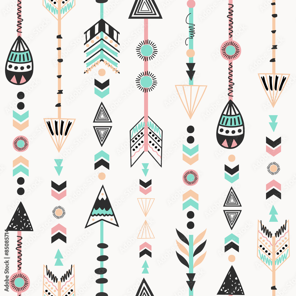 Obraz Tryptyk Tribal Style Arrows Seamless
