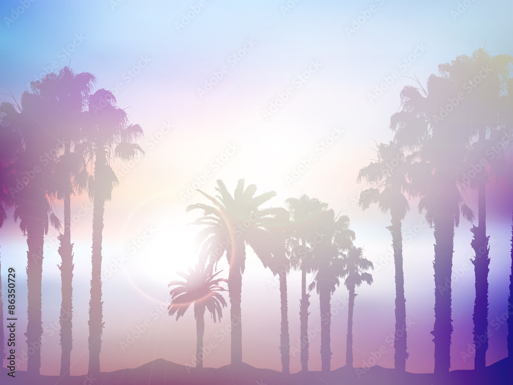 Obraz Kwadryptyk Summer palm tree landscape