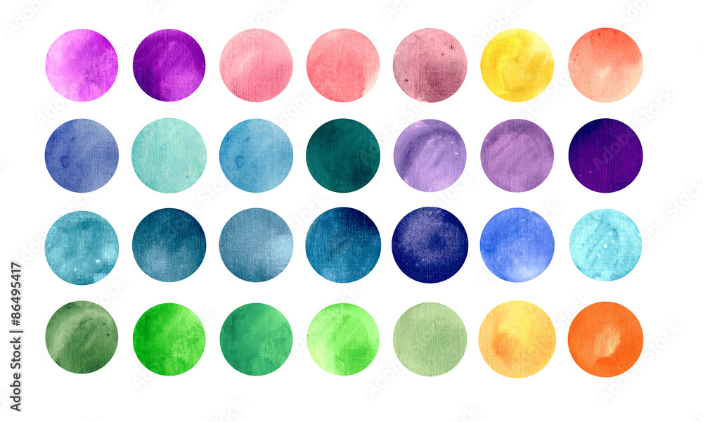 Obraz na płótnie Watercolour circle textures.