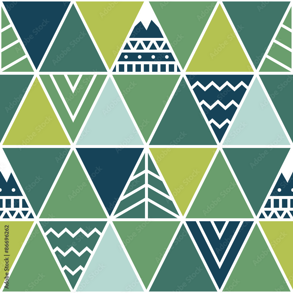 Obraz Tryptyk Seamless pattern in ethnic