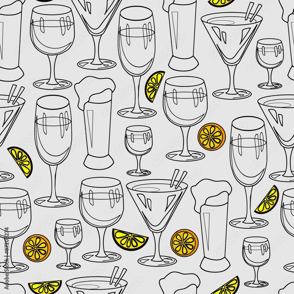 Obraz Tryptyk Seamless pattern with cocktail