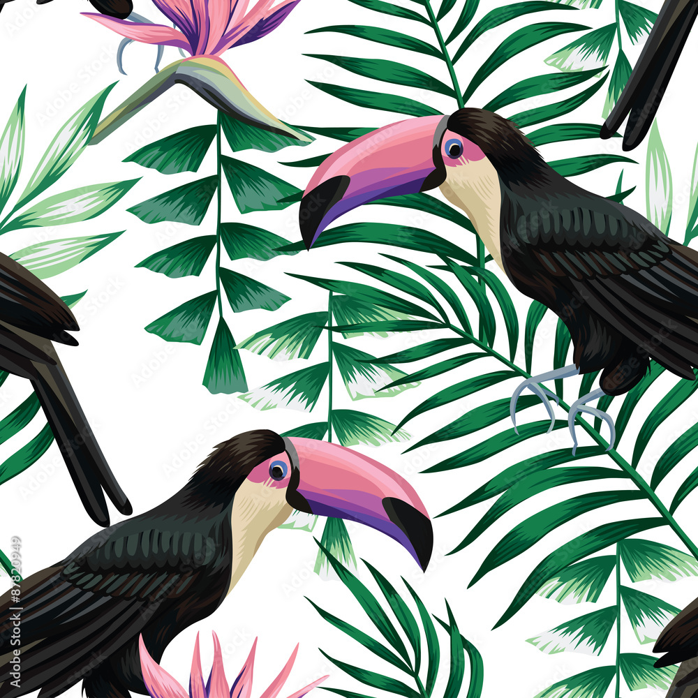 Fototapeta toucan tropical pattern