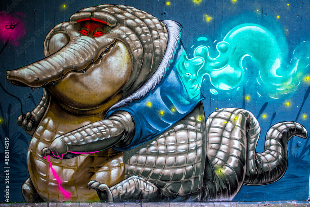 Obraz na płótnie Graffiti: kreatives Krokodil