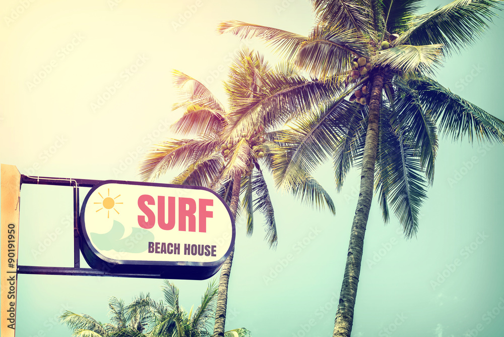 Fototapeta Vintage surf beach house