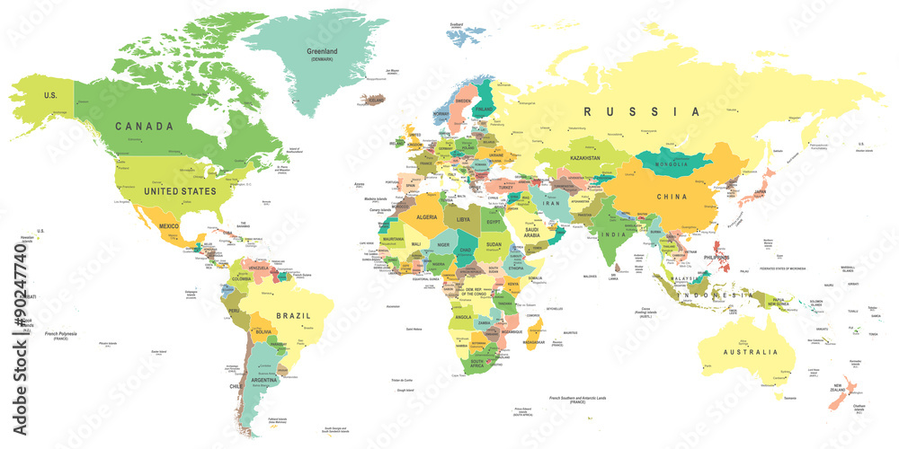 Fototapeta World map - highly detailed