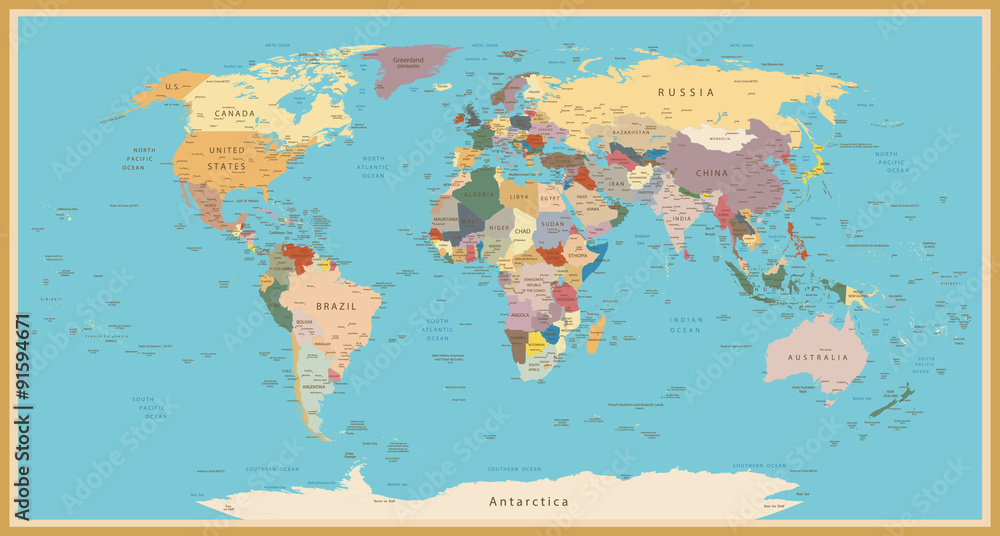 Fototapeta VINTAGE WORLD MAP