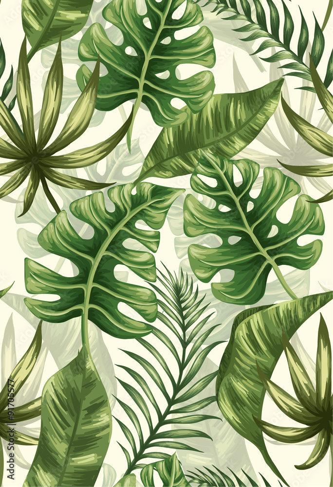 Obraz Tryptyk Leaves pattern