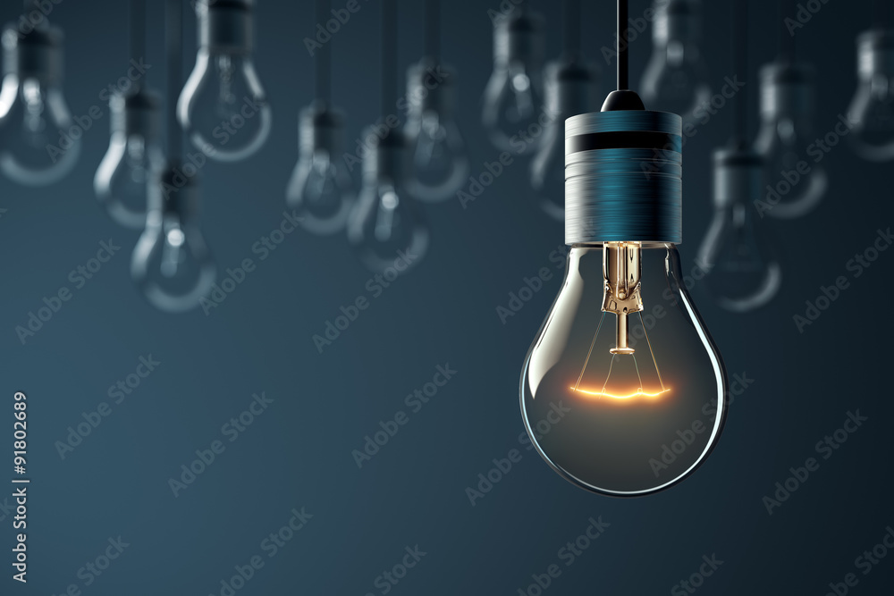 Obraz Tryptyk Glowing Hanging Light Bulb