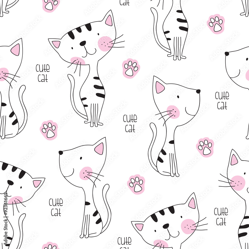 Tapeta seamless cute cat pattern