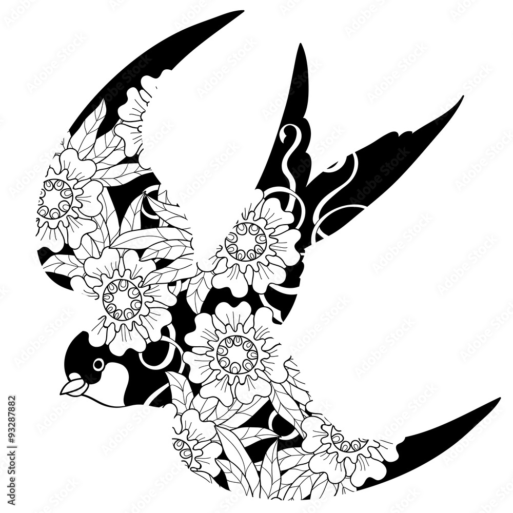 Obraz na płótnie Swallow doodle  on white