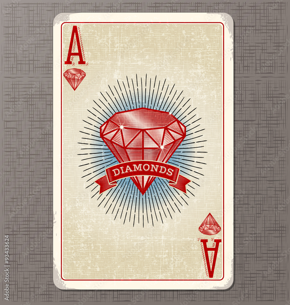 Obraz Tryptyk vintage playing card vector
