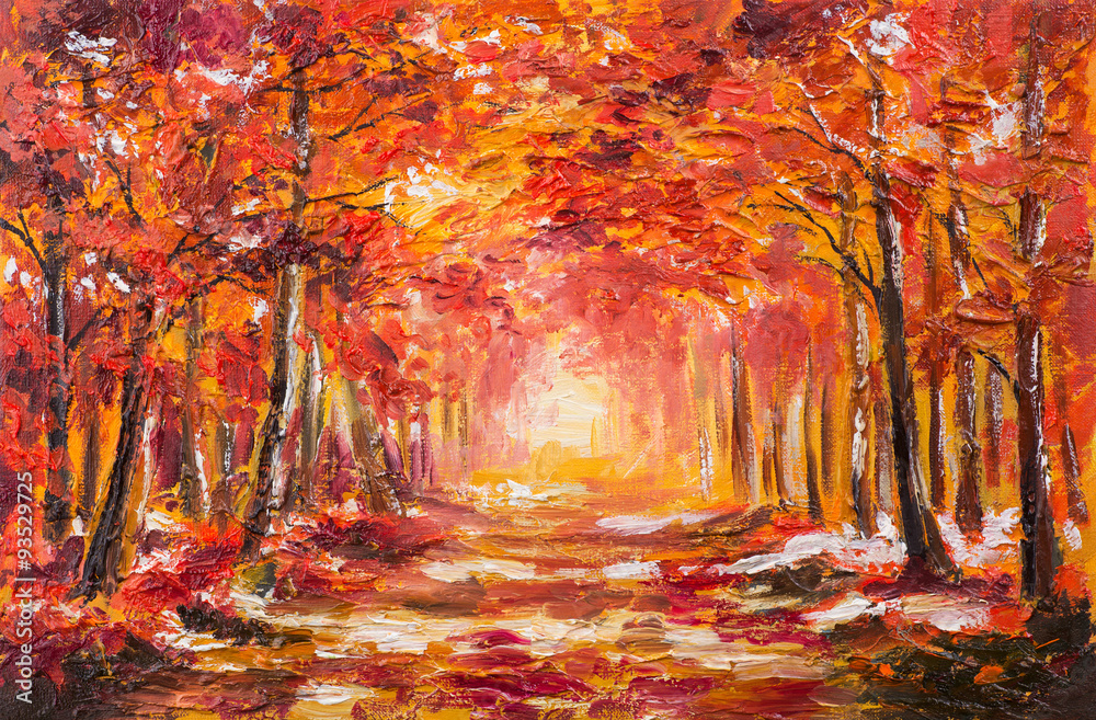 Obraz Tryptyk Oil painting landscape -