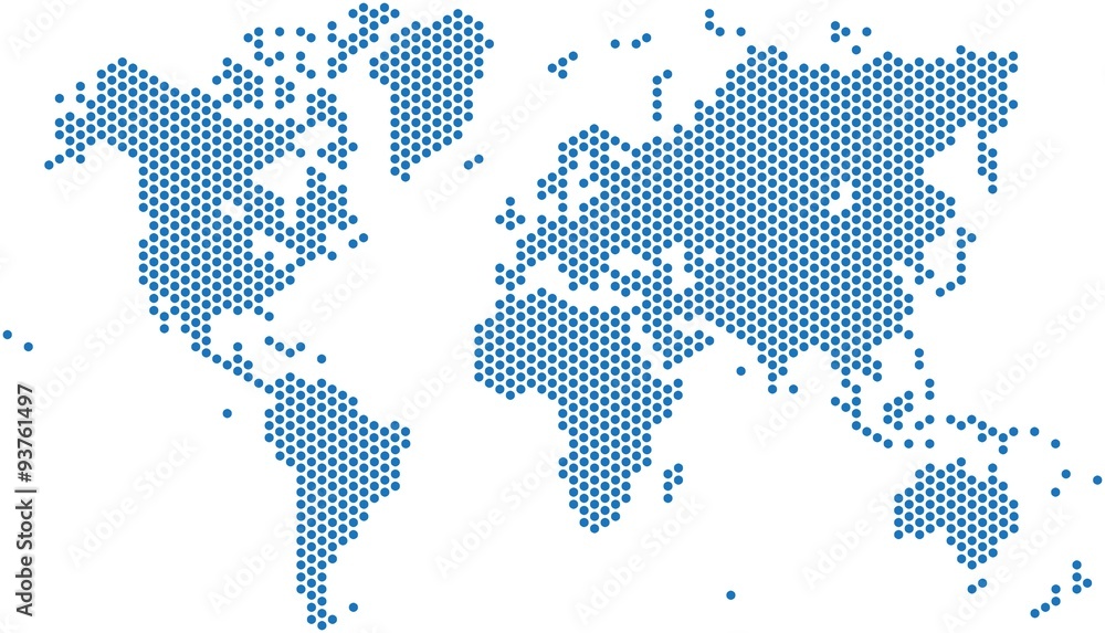 Fototapeta Dots world map on white